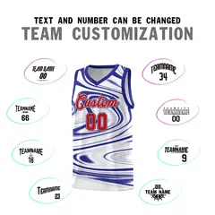 White Royal Graffiti Fluids Style Basketball Jersey Sets 4