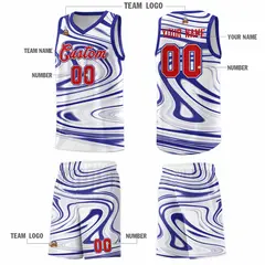 White Royal Graffiti Fluids Style Basketball Jersey Sets 5