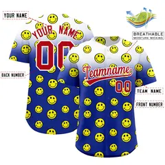 White Royal Graffiti Gradient Smile Baseball Jersey 2