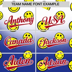 White Royal Graffiti Gradient Smile Baseball Jersey 3