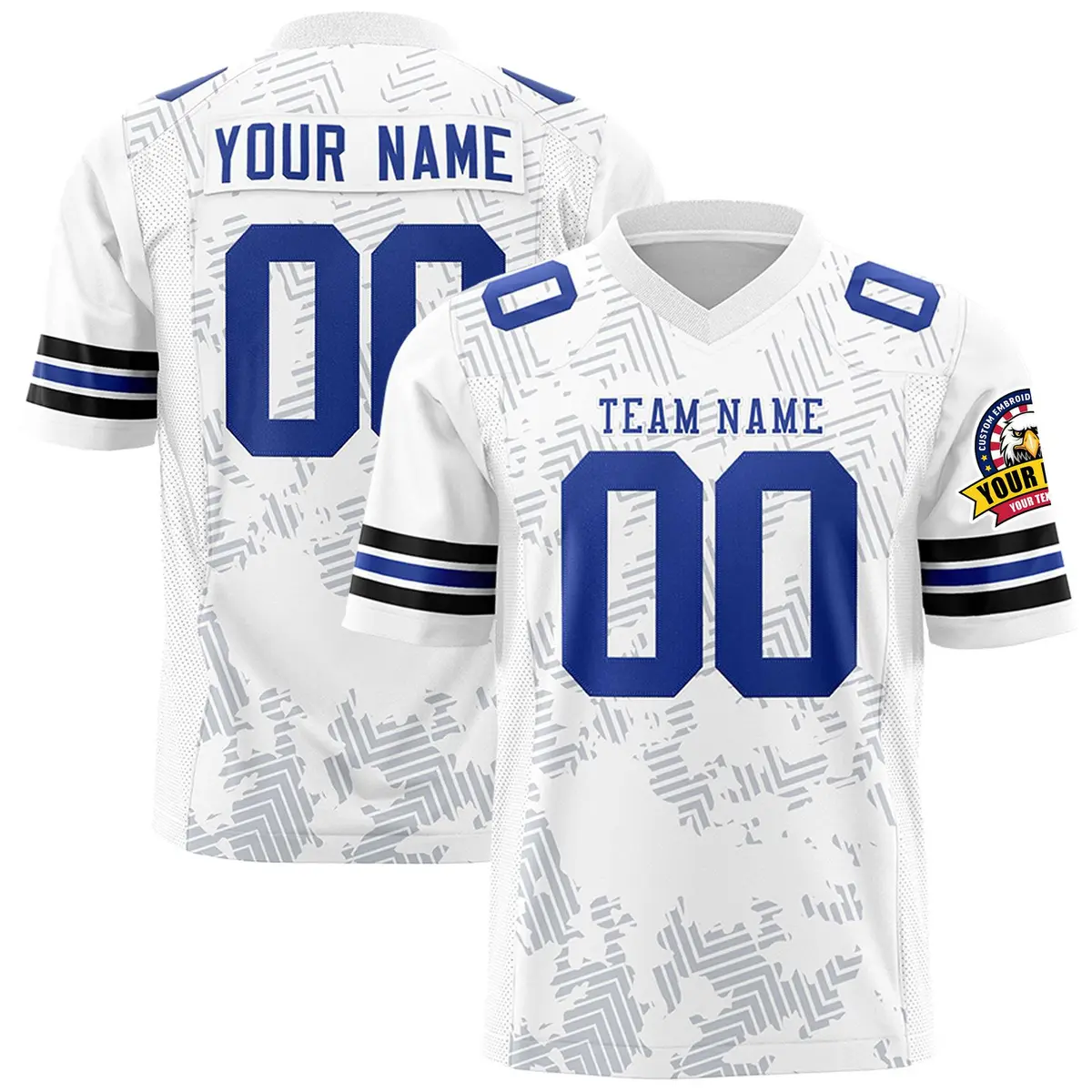 White Royal Graffiti Line Design Authentic Football Jersey