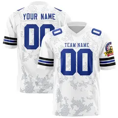 White Royal Graffiti Line Design Authentic Football Jersey