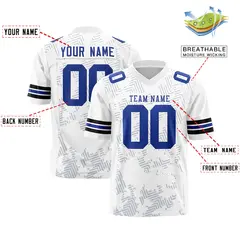 White Royal Graffiti Line Design Authentic Football Jersey 2
