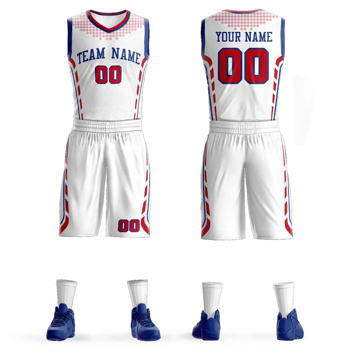 White Royal Graffiti Oblique Bar Basketball Jersey