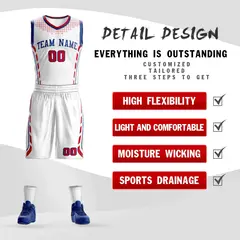 White Royal Graffiti Oblique Bar Basketball Jersey 2