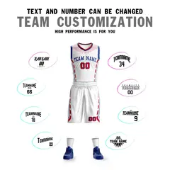 White Royal Graffiti Oblique Bar Basketball Jersey 4