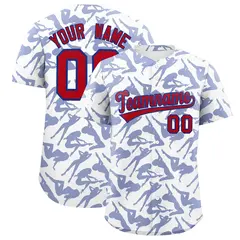 White Royal Graffiti Pattern Baseball Jersey 1