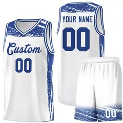White Royal Graffiti Pattern Sports Basketball Jersey
