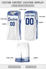 White Royal Graffiti Pattern Sports Basketball Jersey 2