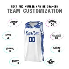 White Royal Graffiti Pattern Sports Basketball Jersey 3