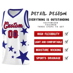 White Royal Graffiti Star Print Basketball Jersey Sets 2