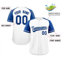 White Royal-Gray Raglan Sleeves Authentic Baseball Jersey 2