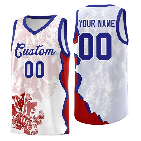 White Royal Illusion Flower Graffiti Basketball Jersey
