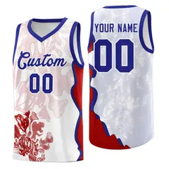 White Royal Illusion Flower Graffiti Basketball Jersey 1