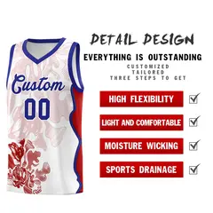 White Royal Illusion Flower Graffiti Basketball Jersey 2