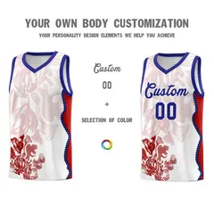 White Royal Illusion Flower Graffiti Basketball Jersey 3