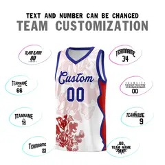 White Royal Illusion Flower Graffiti Basketball Jersey 4