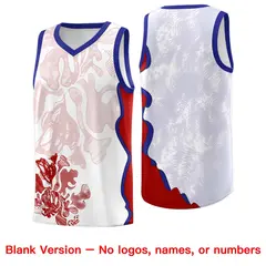 White Royal Illusion Flower Graffiti Basketball Jersey 7
