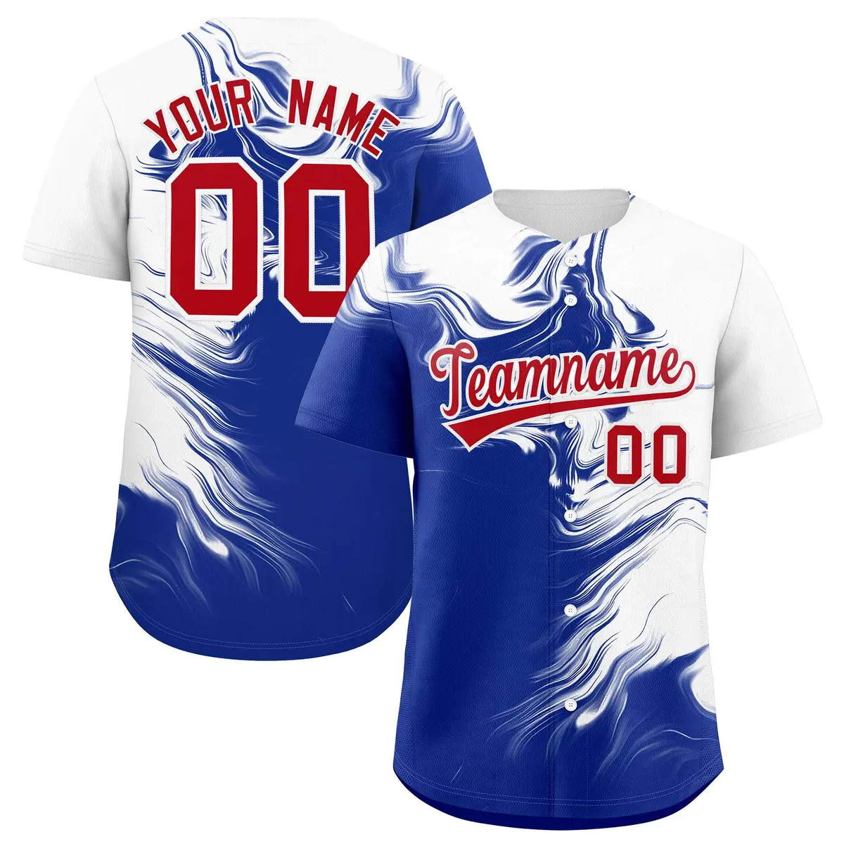 White Royal Ink Pattern Authentic Baseball Jersey