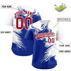 White Royal Ink Pattern Authentic Baseball Jersey 2