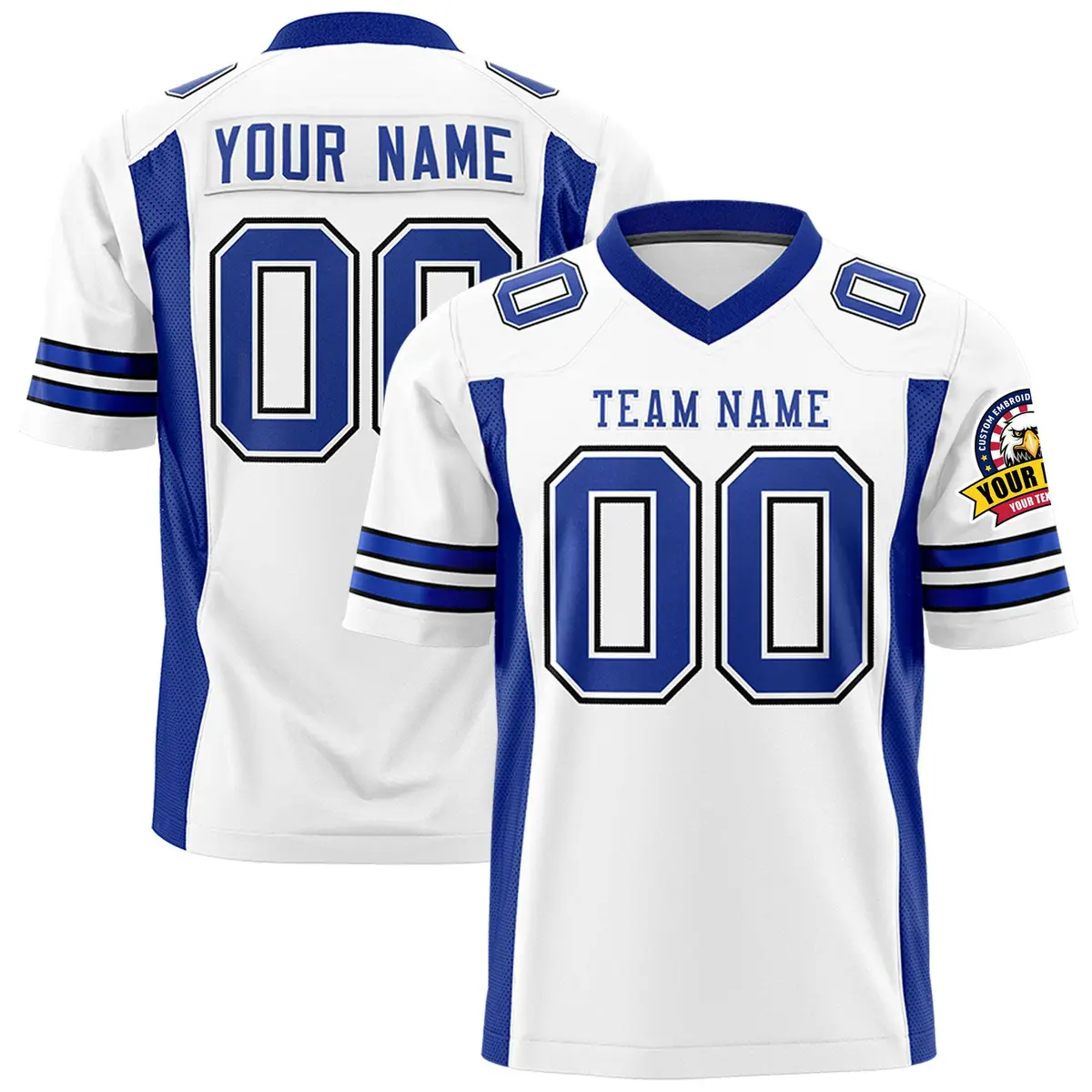 White Royal Insert Color Design Authentic Football Jersey