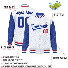 White Royal L Pattern Raglan Sleeves Varsity Letterman Jacket 2