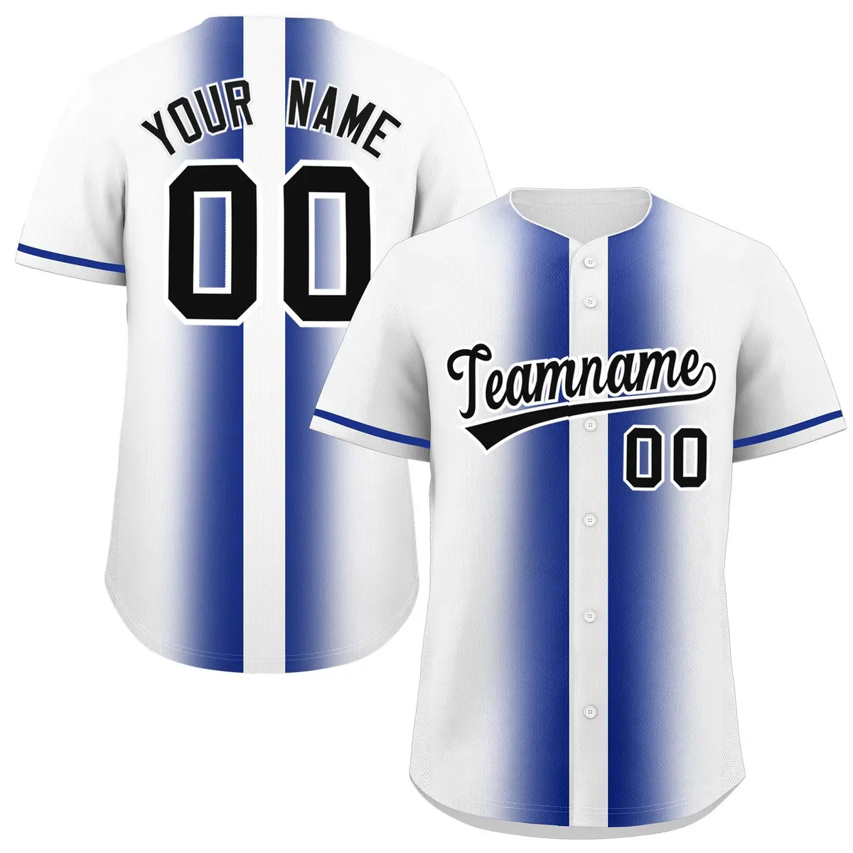 White Royal Lapel Gradient Fashion Baseball Jersey