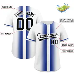 White Royal Lapel Gradient Fashion Baseball Jersey 2