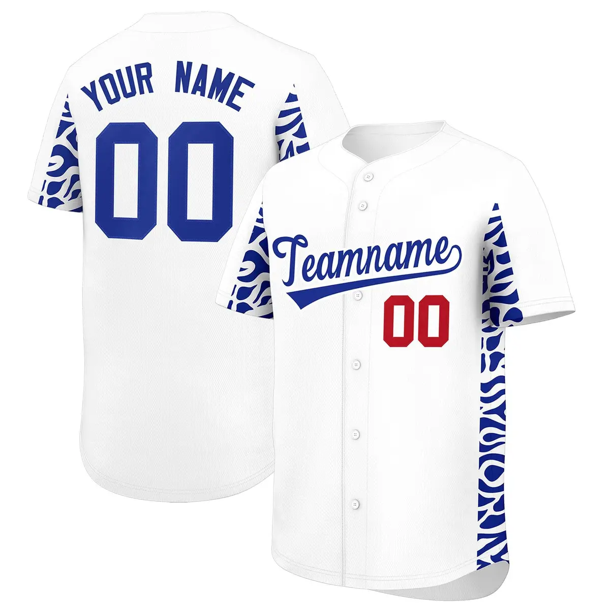 White Royal Leopard Graffiti Side Baseball Jersey