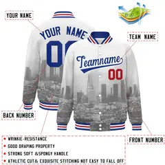 White Royal Los Angeles Skyline Track Varsity Full-Snap Jacket 2