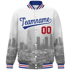 White Royal Los Angeles Skyline Track Varsity Full-Snap Jacket 3