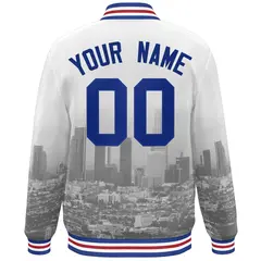 White Royal Los Angeles Skyline Track Varsity Full-Snap Jacket 4
