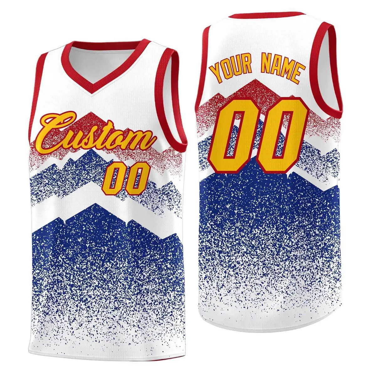 White Royal Mountain Fade Gradient Fashion Basketball Jersey