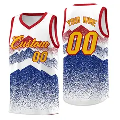 White Royal Mountain Fade Gradient Fashion Basketball Jersey 1