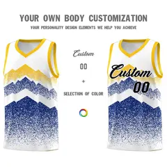 White Royal Mountain Fade Gradient Fashion Basketball Jersey 3