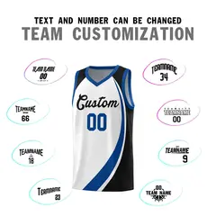 White Royal-Navy Color Block Basketball Jersey 3