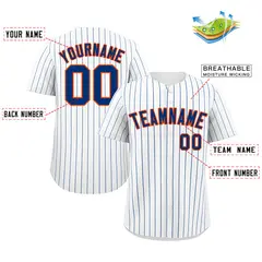 White Royal Orange Bull Stripe Baseball Jersey 2