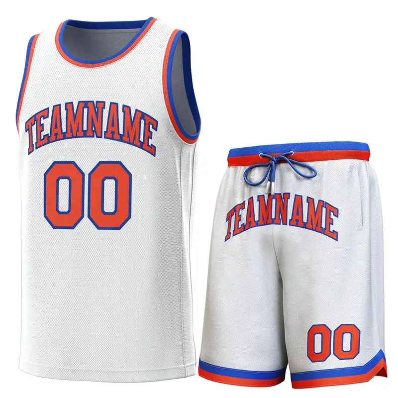 White Royal-Orange Classic Sets Basketball Jersey