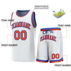 White Royal-Orange Classic Sets Basketball Jersey 2