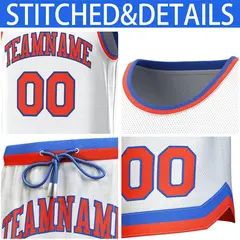 White Royal-Orange Classic Sets Basketball Jersey 6