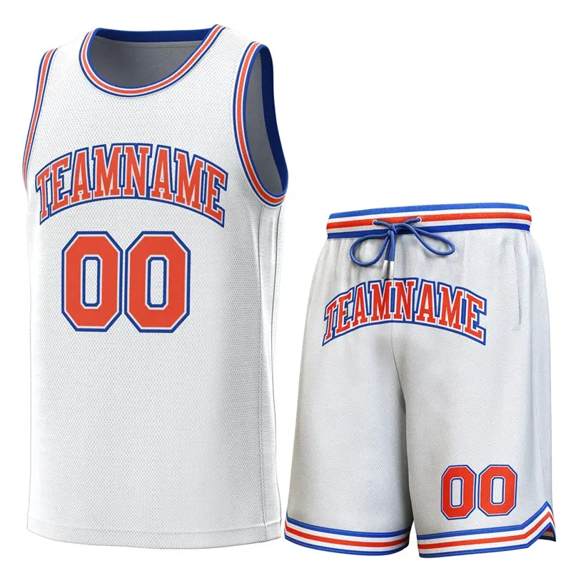 White Royal-Orange Classic Sets Basketball Jersey