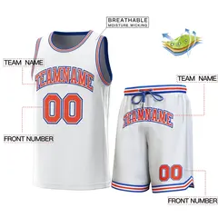 White Royal-Orange Classic Sets Basketball Jersey 2