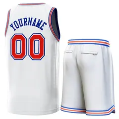 White Royal-Orange Classic Sets Basketball Jersey 3