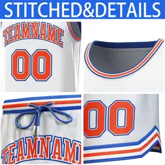 White Royal-Orange Classic Sets Basketball Jersey 6