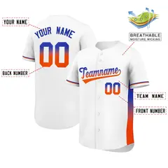 White Royal-Orange Gradient Side Baseball Jersey 2