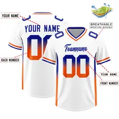 White Royal Orange Gradient Sides Football Jersey 2