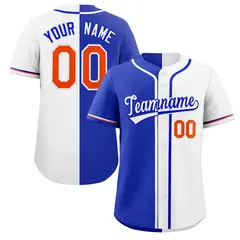 White Royal-Orange Hook Split Fashion Baseball Jersey 1