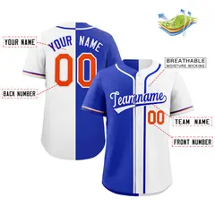 White Royal-Orange Hook Split Fashion Baseball Jersey 2