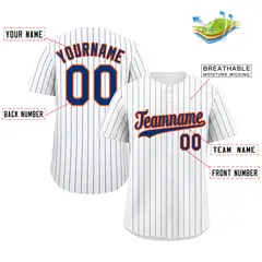 White Royal Orange Hook Stripe Baseball Jersey 2