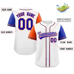 White Royal-Orange Raglan Sleeves Baseball Jersey 2